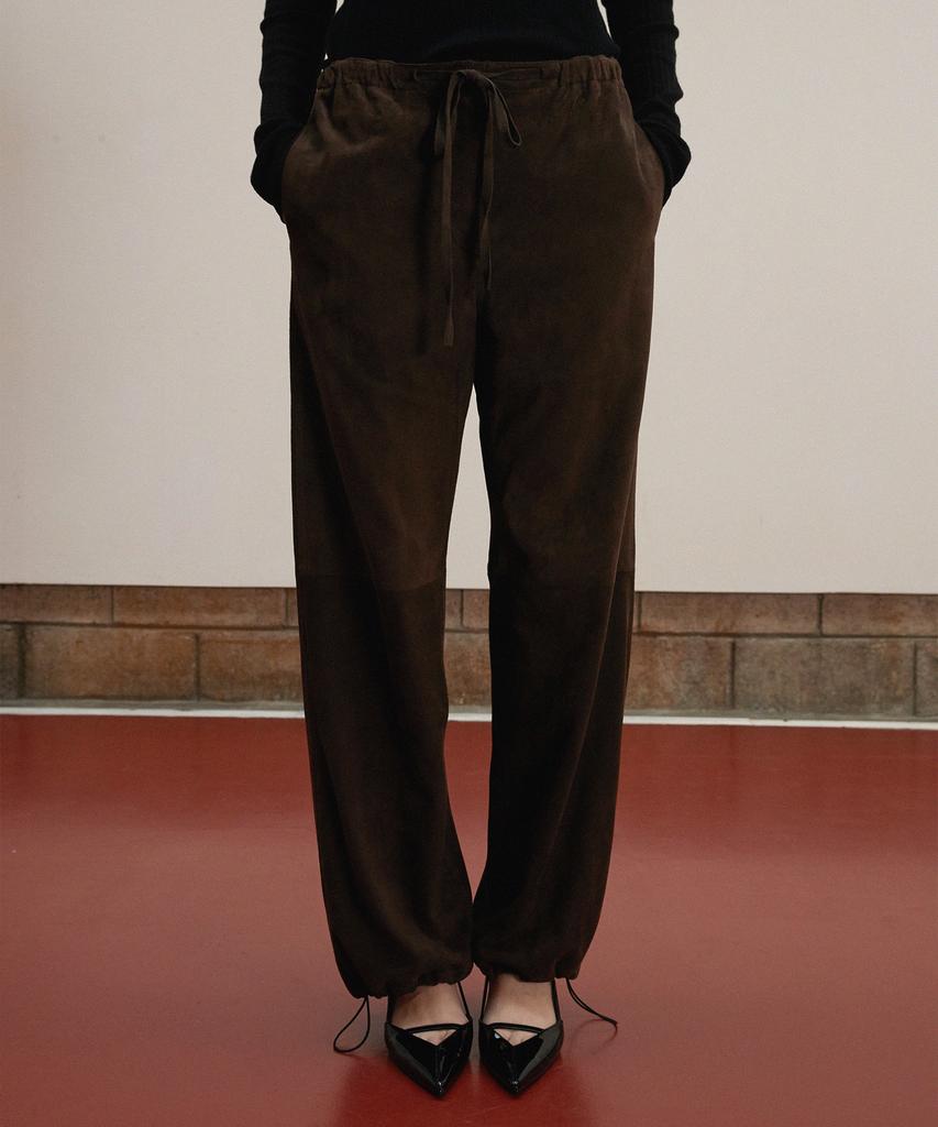 Beleudemaleu Suede Parachute Pants_Deep Brown