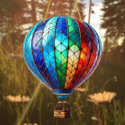 Cross-Border Hot Air Balloon Sun Catcher: Stained Glass Acrylic Garden Decoration Pendant
