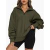 Women's Half-Zip Stand Collar Sweatshirt Oversized Loose Fit Casual Long Sleeve Pullover For Autumn Winter