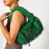 Stars Chains Fluffy Hobo Bags Y2k Fluffy Tote Bag Portable PU Handbag  Lady