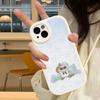 Cartoon Siamesische Katze Paar Handyhülle für iPhone 16 15 14 11 12 13 Pro Max Plus Rückseite Lederhülle