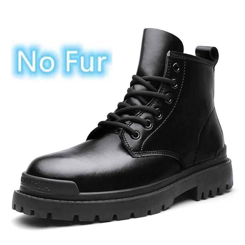 FashionGenuine Leather Mens Motorcycle Boots Lace Up Autumn Winter Shoes New Fashion Ankle Boots Non Slip Warm Men High Top Snow Shoes 38 6760₽