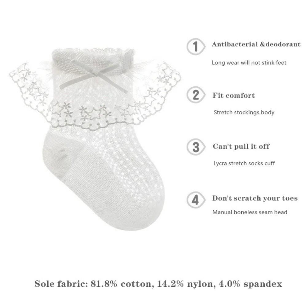 Dünne Netz-Babysocken Prinzessin Spitze Neugeborenen Kniestrümpfe Leichte Baumwollsocken Kinder