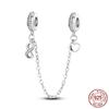 Breloque Chaîne de Sécurité Étoiles et Lune Trèfle à Quatre Feuilles en Cuivre pour Bracelet Authentique DoItYourself Bijoux Cadeaux
