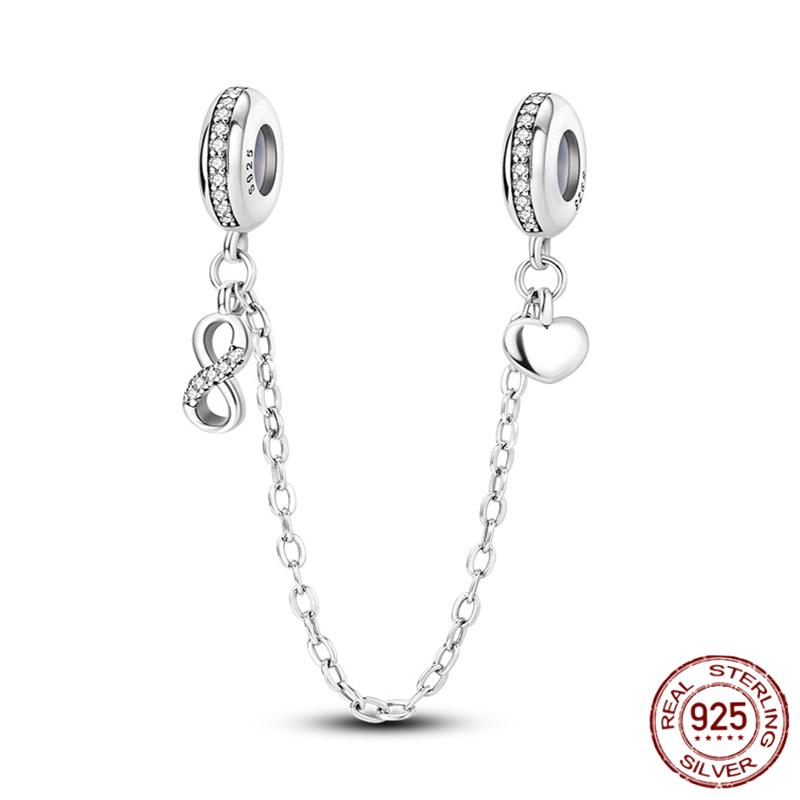 Breloque Chaîne de Sécurité Étoiles et Lune Trèfle à Quatre Feuilles en Cuivre pour Bracelet Authentique DoItYourself Bijoux Cadeaux