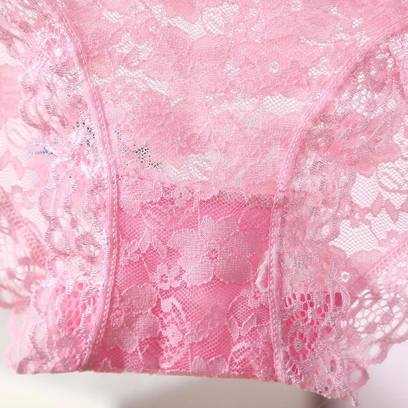 Ladies Sexy Underwear Lace Breathable Briefs Panties Breathable Lace Trim Mesh Briefs