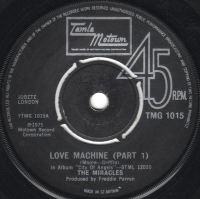 7inch Record MIRACLES - Love Machine (Part 1) TMG1015 Tamla Motown 1975 UK Soul/Funk Used
