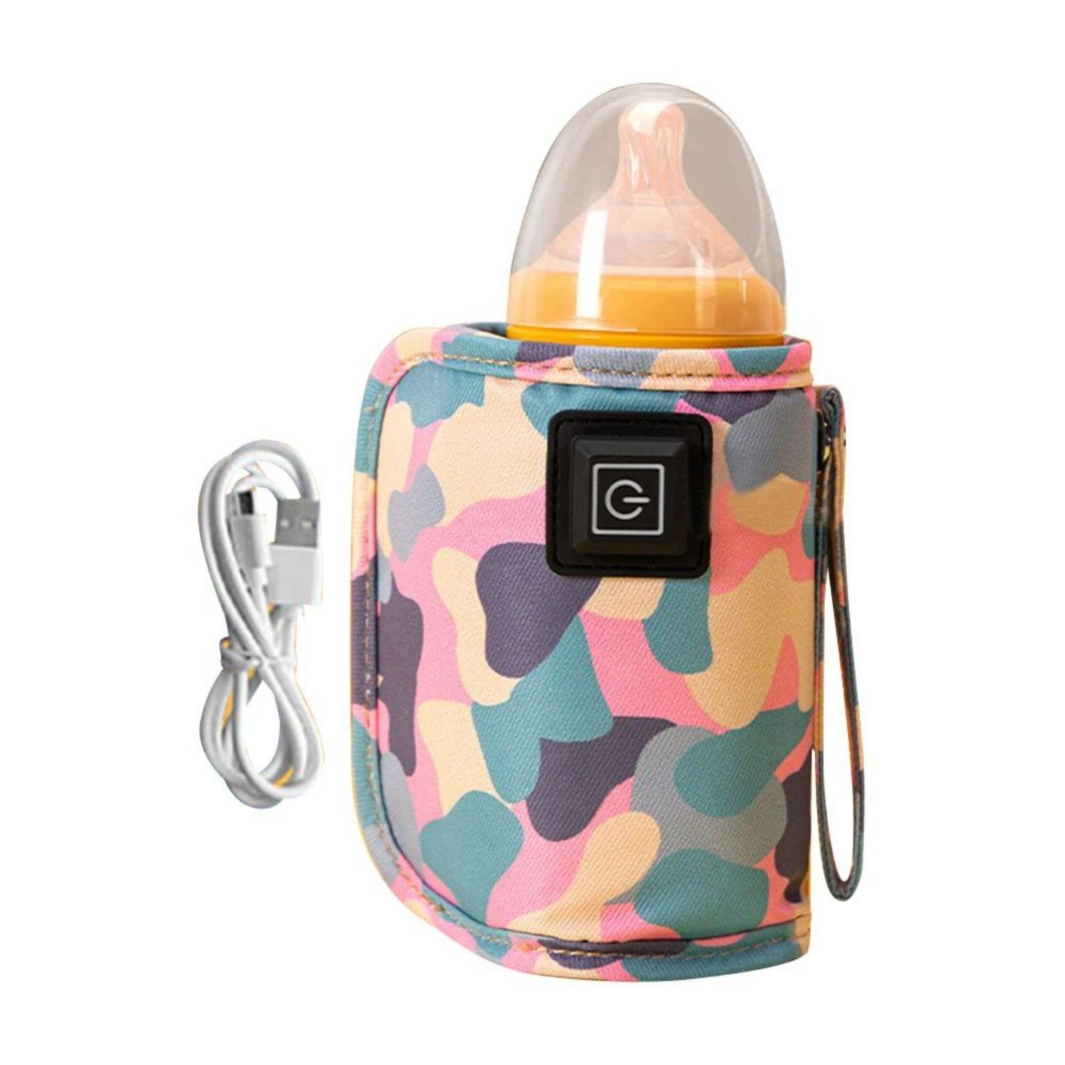 

USB Milk Water Warmer Travel Stroller Insulated Bag Baby Nursing Bottle Heater Safe Kids Supplies for Outdoor Winter рожевий