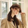 Wool Newsboy Hat Solid Color Octagonal Cap Casual Painter Hat  Female