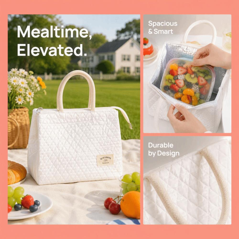 Large Capacity Bento Bag Fresh-Keeping Mommy Bag Stylish Lunch Box Bag