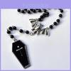 Dark Y2k Goth Bat Cross Beaded Necklace With Alloy Chain For Fashion Lovers