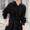 Bailuyu Rhinestone Hooded Sweatshirt Dress