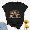 Großer Fan von Menschenrechten T-Shirt Unisex Schwarz Retro Regenbogen Grafik-T-Shirt Perfekt für Gleichheitsbefürworter Soziale Gerechtigkeit Freundlichkeit