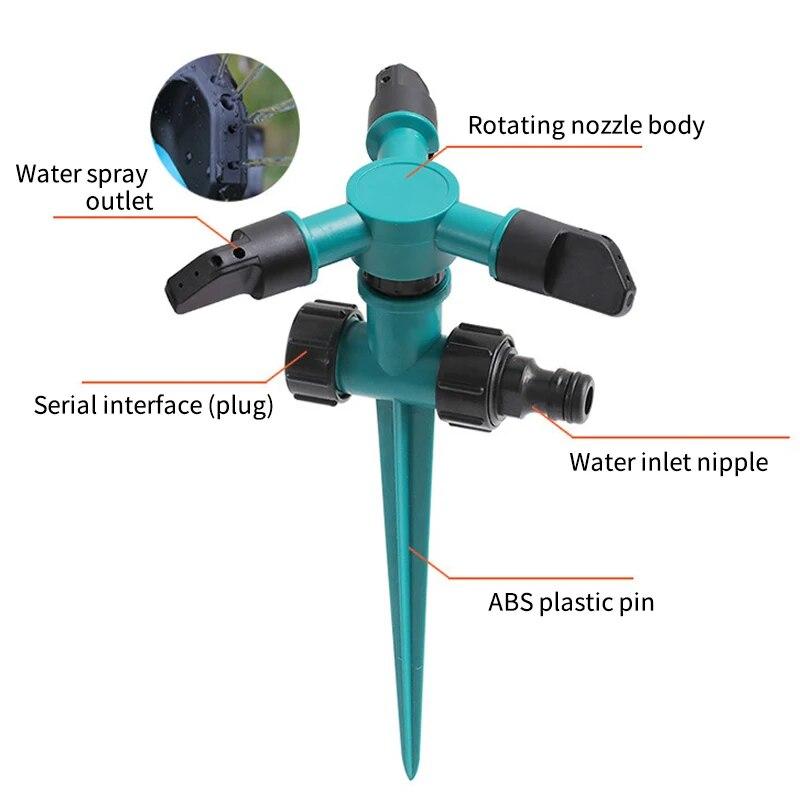1pc Garden Sprinkler,Rotating Lawn Sprinkler For Yard 360-DegreeAutomatic Rotating Three-Fork Sprinkler Head Lrrigation RotarySp