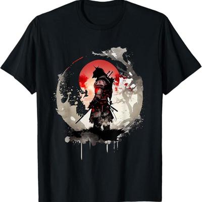 Samurai Ronin Moon T Shirt Black S To 5XL
