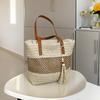 Large Capacity Straw Woven Bag Women's Handmade Bag Woven Bag Shoulder Bag Fringed Beach Out Tote Bag Underarm Contractor