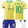 Tinédzserek Gyerekek Felnőttek Egyedi Név Futball Mezek 24/25 Brazília Hazai #10 NEYMAR JR Sport Edző Mező Szett Zoknival