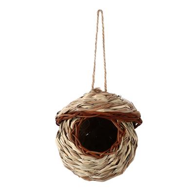 Casetta per Uccelli Intrecciata a Mano Multiuso Calda Confortevole Sicura Decorativa Nido d'Erba per Uccelli per Esterno