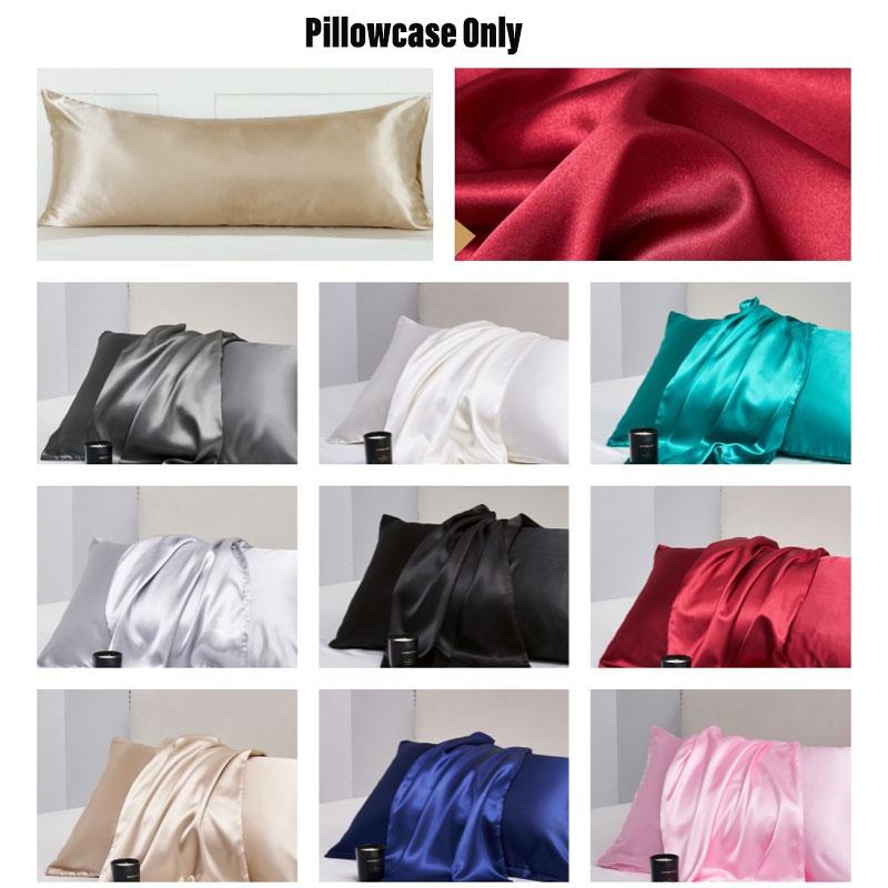 Luxurious Silk-like Pillowcase For Double Bed Soft Pillow Cover Polyester Fiber Fabric Simplicity Design 51*137cm/20*54in