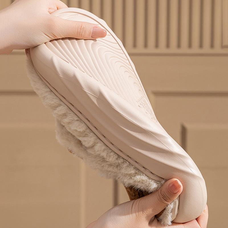 2025 Thick Sole Fluffy Slippers Women Comfy Warm Soft Sole Indoor Cotton Slippers Woman Winter Anti Slip Platform Slides Woman