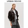 UR2026 Women's Oversized Drawstring PU Leather Jacket