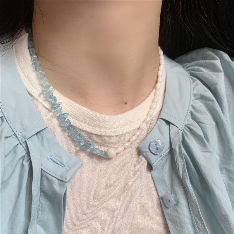 Collana a Clavicola con Nappa di Perle e Farfalla in Stile Coreano