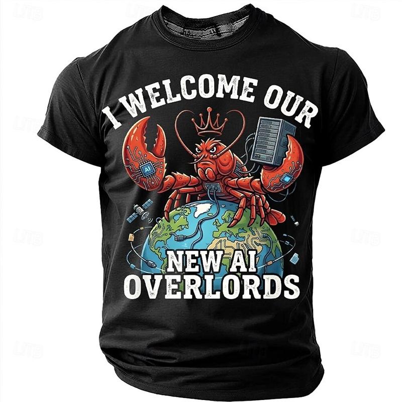 3D Print Openclaw Ai Pattern T-shirt Men s Clothes Funny Text AI Will Rule The World Solid O-neck Short Sleeve T Shirts Trend XXS