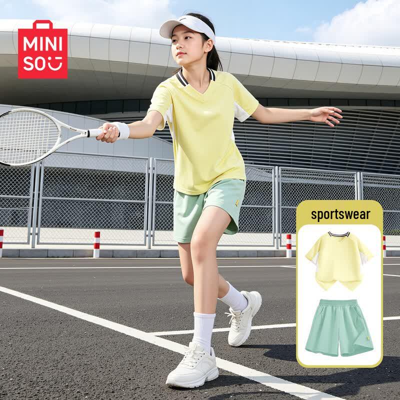 MINISO Girls' Sporty Short Sleeve & Shorts Set