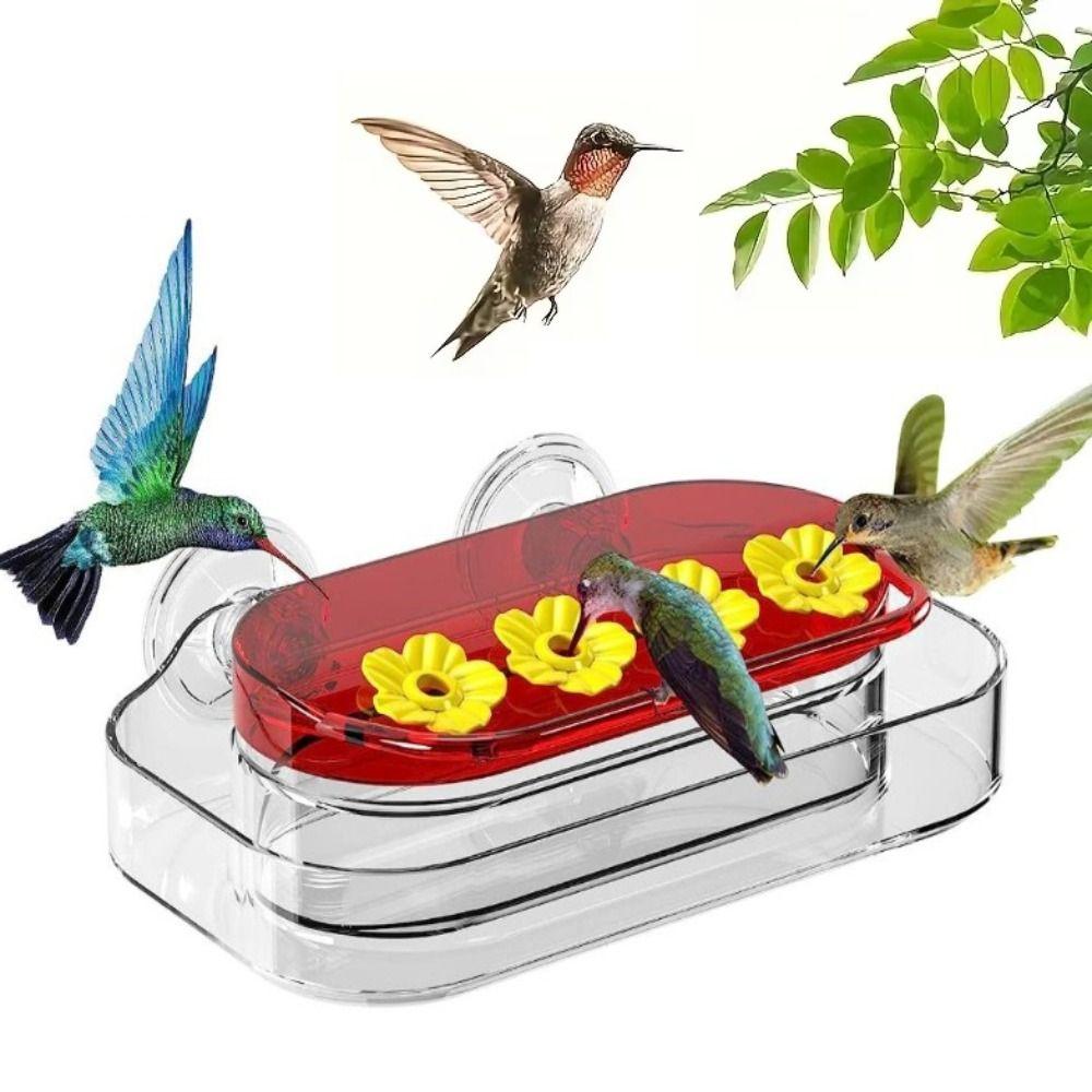 Suction Cup Hummingbird Feeders With 4 Feeding Ports Refillable Hummingbird Water Dispenser Visible Window