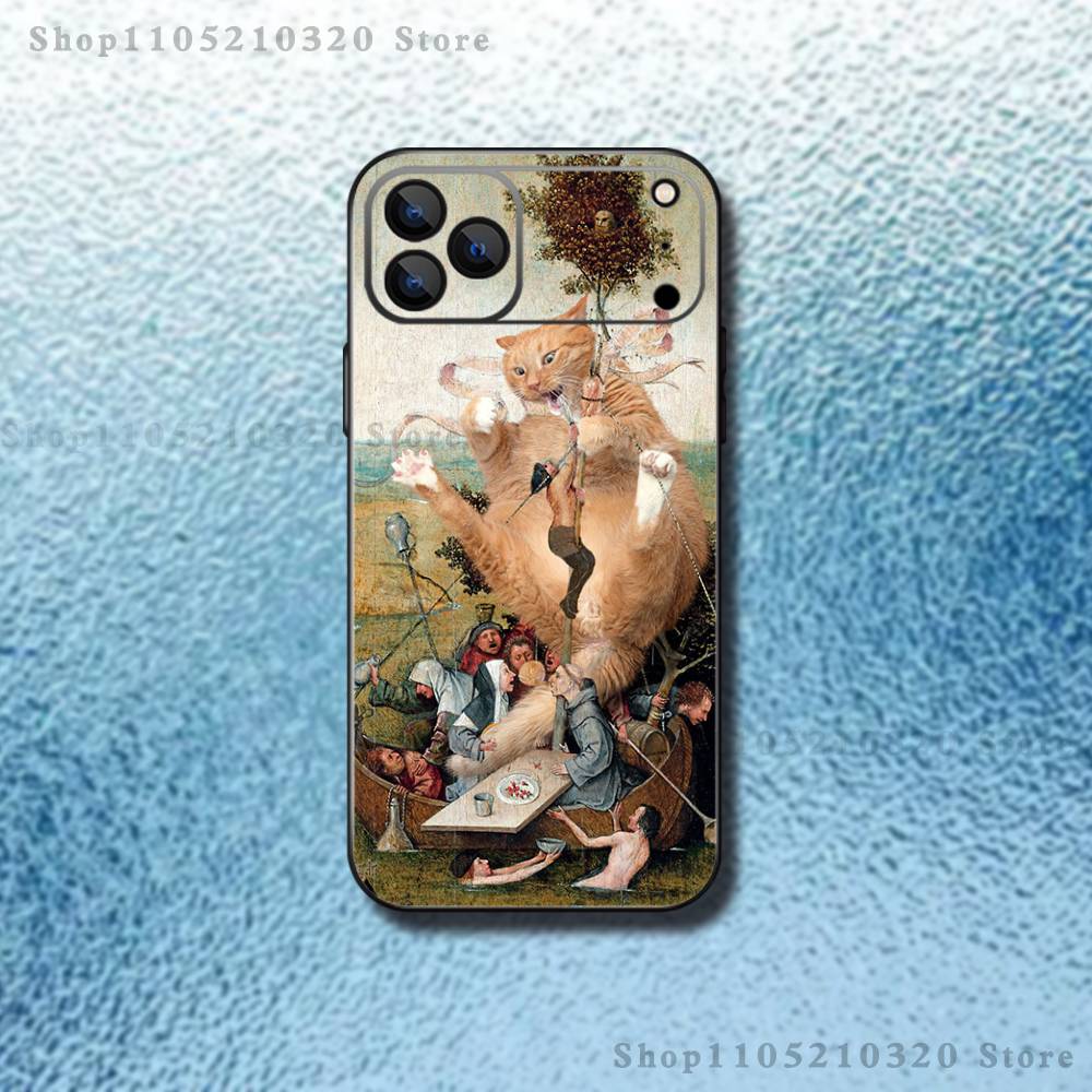Custodia per Telefono Pittura di H-Hieronymus Bosch Per iPhone 17,16,15,14,13,12,Pro,Max,Plus,E,SE4,Air,Mini Scatola Morbida Nera