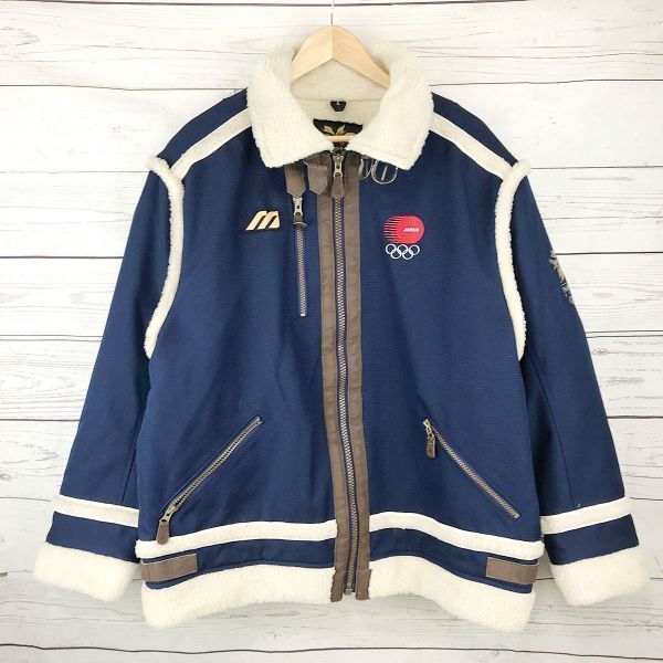 

Б/У/Лимитированная куртка-боа команды Японии на Олимпийских играх 1998 года в Нагано/Мужская XL/Темно-синий×Белый/от Mizuno