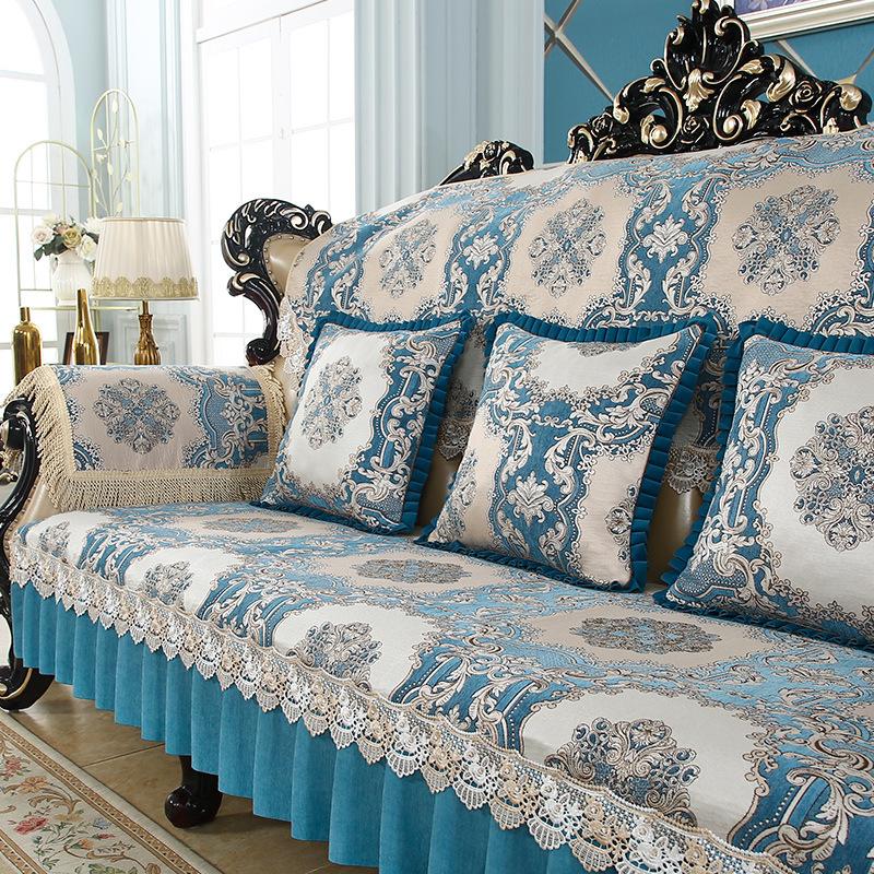 

European Sofa Cushion Chenier Non-Slip Seat Cushion, Backrest Towel, Pillow Cover, All-Inclusive Pad For The Princess, Universal In All Seasons 90*90cm