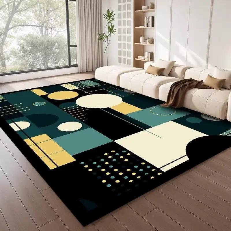 Nordic Style Geometric Large Rugs for Living Room Modern Decoration Home Carpet Light Luxury Bedroom Rug Washable Mat