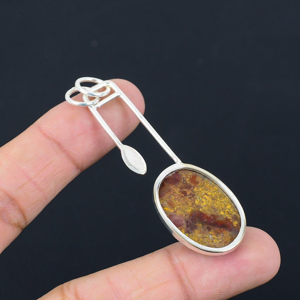 Mothers Day Deal Seam Agate Gemstone Wedding Pendant Jewelry 925 Sterling Silver