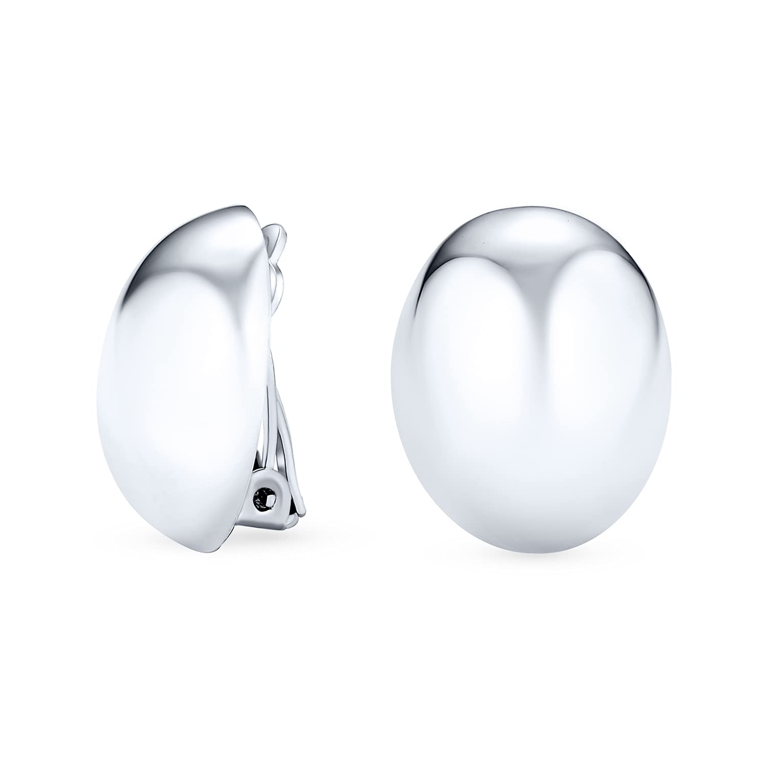 

Simple Basic Half Round Ball Polished Clip Earrings For Women Button Style Alloy Clip Sterling Silver Diameter .925 .75