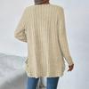 Women's Fashionable Loose Color Ribbed Brushed Pocket Cardigan Long,sleeved Coat