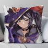 Mona Anime Game Genshin Impact Pillow Case Fashion Square Pillowcase Bedroom Sofa Room Ins Decoration Leisure