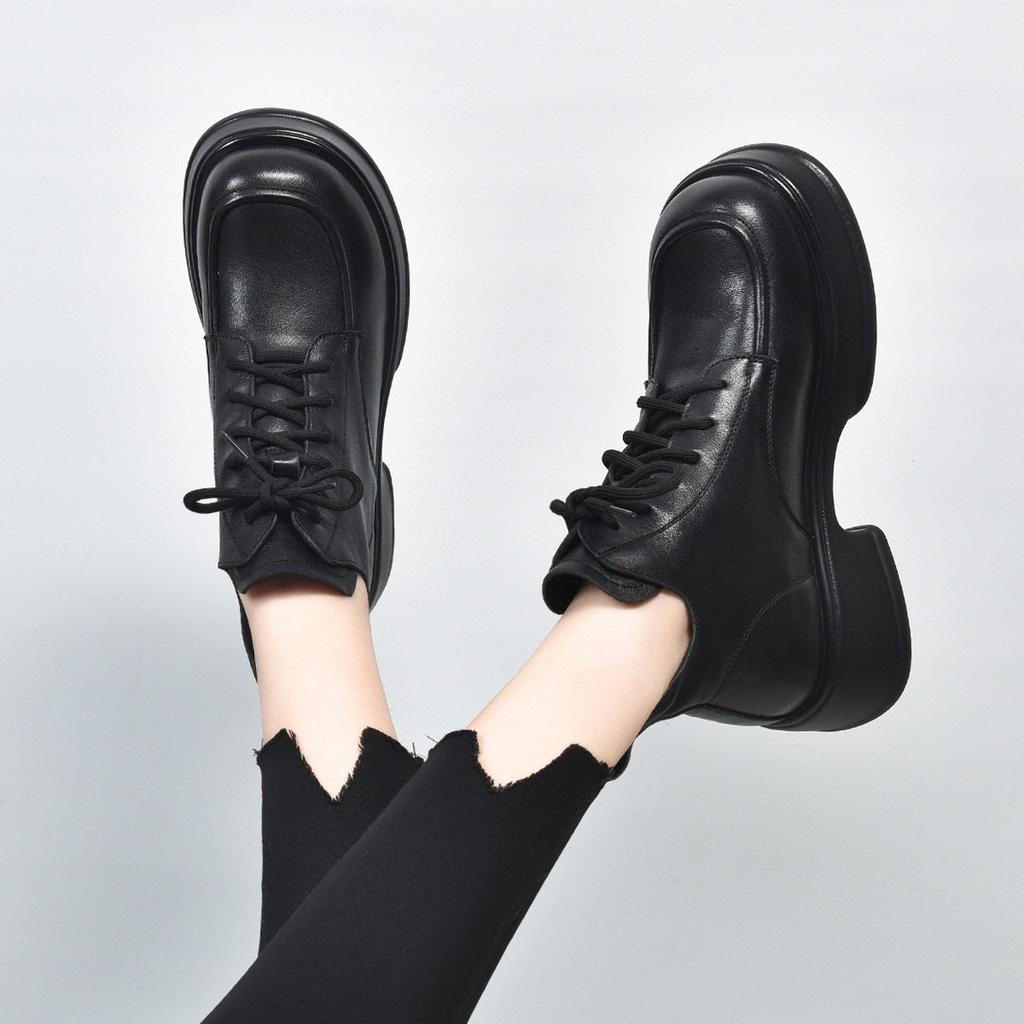 Thick-soled Martin boots women's autumn and winter new retro waterproof platform thick-heeled leather boots top-layer cowhide short boots