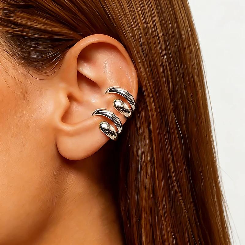 Punk Piercless Ear Clip Earring for Women Classic Gold Color Trendy Earcuff Earrings Girl Y2K Gift Simple Daily Wear Jewelry