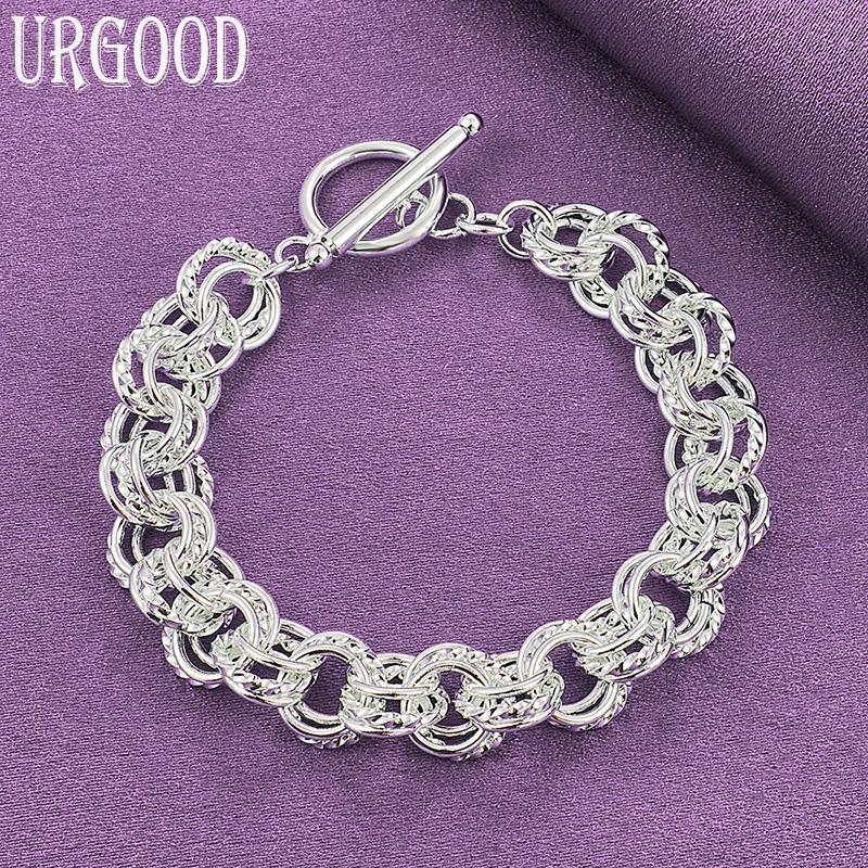 925 Sterling Silver Circle Bracelet Party Gift Jewelry
