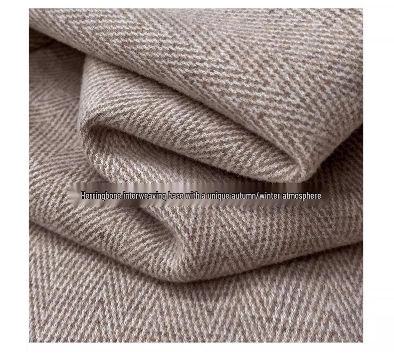 Women's Plus Size Velvet Herringbone Wool Wide-Leg Pants for Autumn/Winter