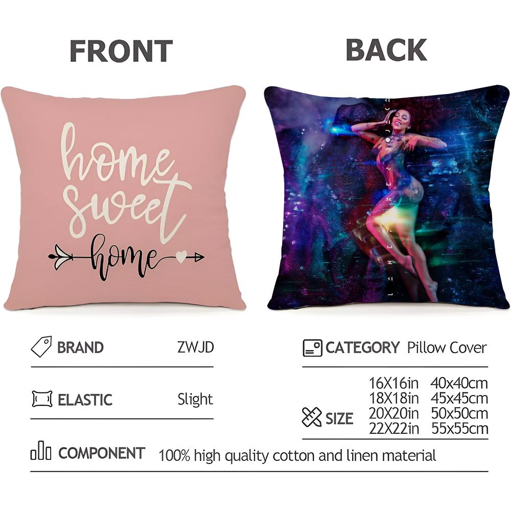 Doja Cat Album Cushion Cover Household Decoration Linen Sofa Cushion Cover: Skin-Friendly & Breathable with Invisible Zipper