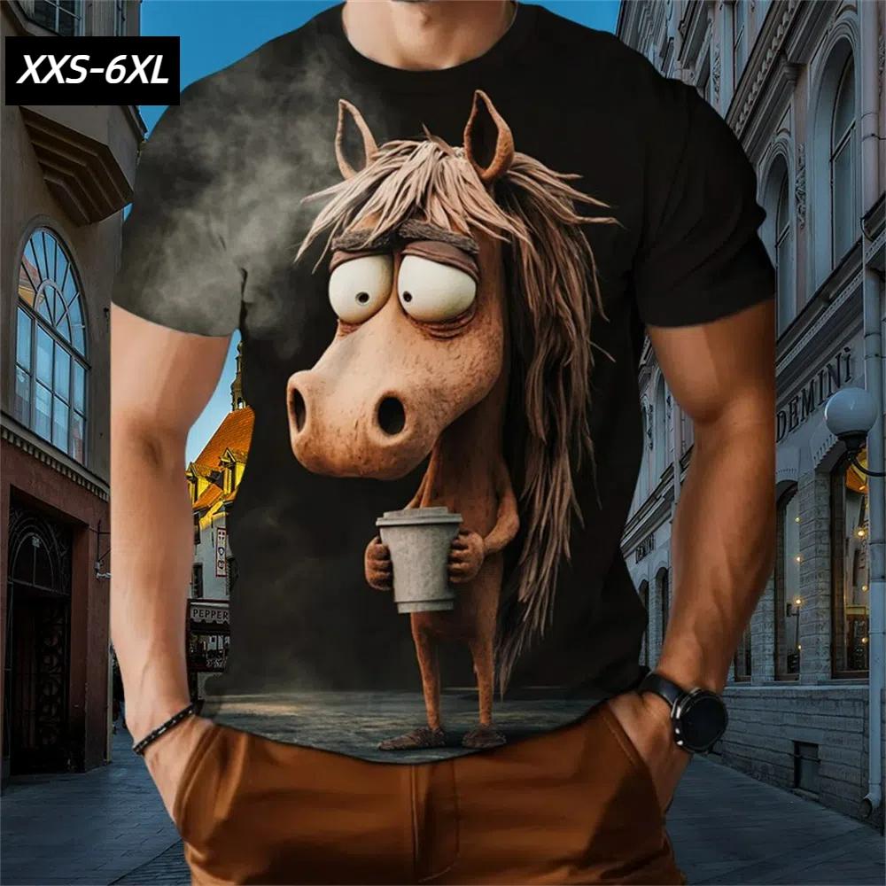 XXS-6XL Plus Size T-Shirts for Men Funny Cartoon Animal 3D Print Short Sleeve Tops Tees Summer Men's Casual Clothing Pullover