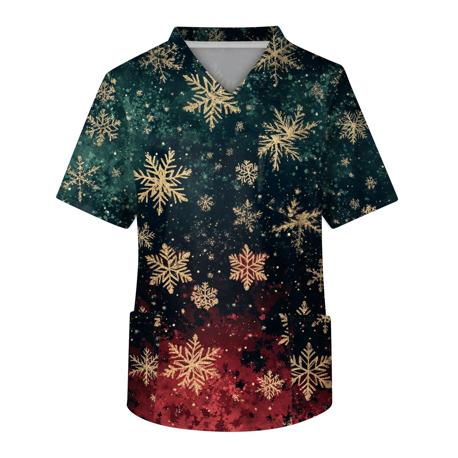 

Мужской топ с коротким рукавом, V-образным вырезом, рождественским принтом и нагрудным карманом S