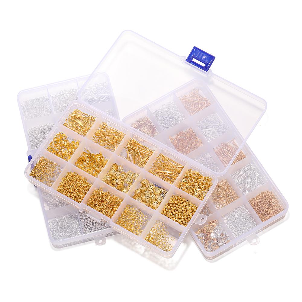 1260Pcs/Set Lobster Clasp Bead Flat Pins End Extension Chain Connector Clasp Kit for DIY Bracelet Necklace Jewelry Making