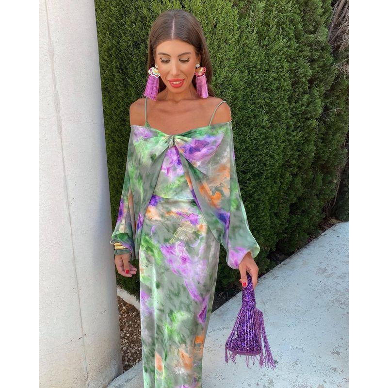 

Sexy Holiday Dress European and American Temperament Elegant Sling Dress Beach Suit Women Sexy Hanging Neck Green XL