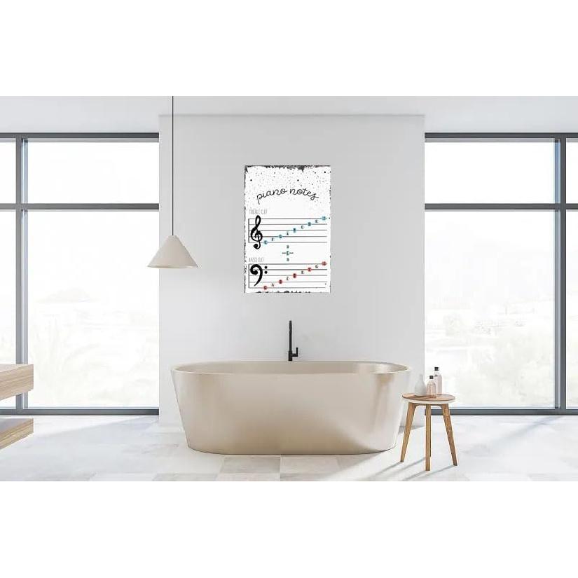 Music Education Music Poster Theory Piano Notes Bass Clef Treble Clef Educational Print Teacher Staff Metal Tin Sign Wall Decoration 8x12 Inch