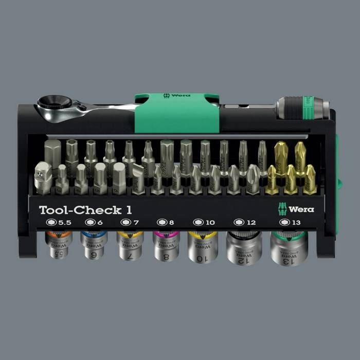 Wera Tool-Check 1 05049050001 Jeu d'embouts 32 pièces vis à fente, cruciforme Phillips, vis Pozidriv, 6 pans intérieurs