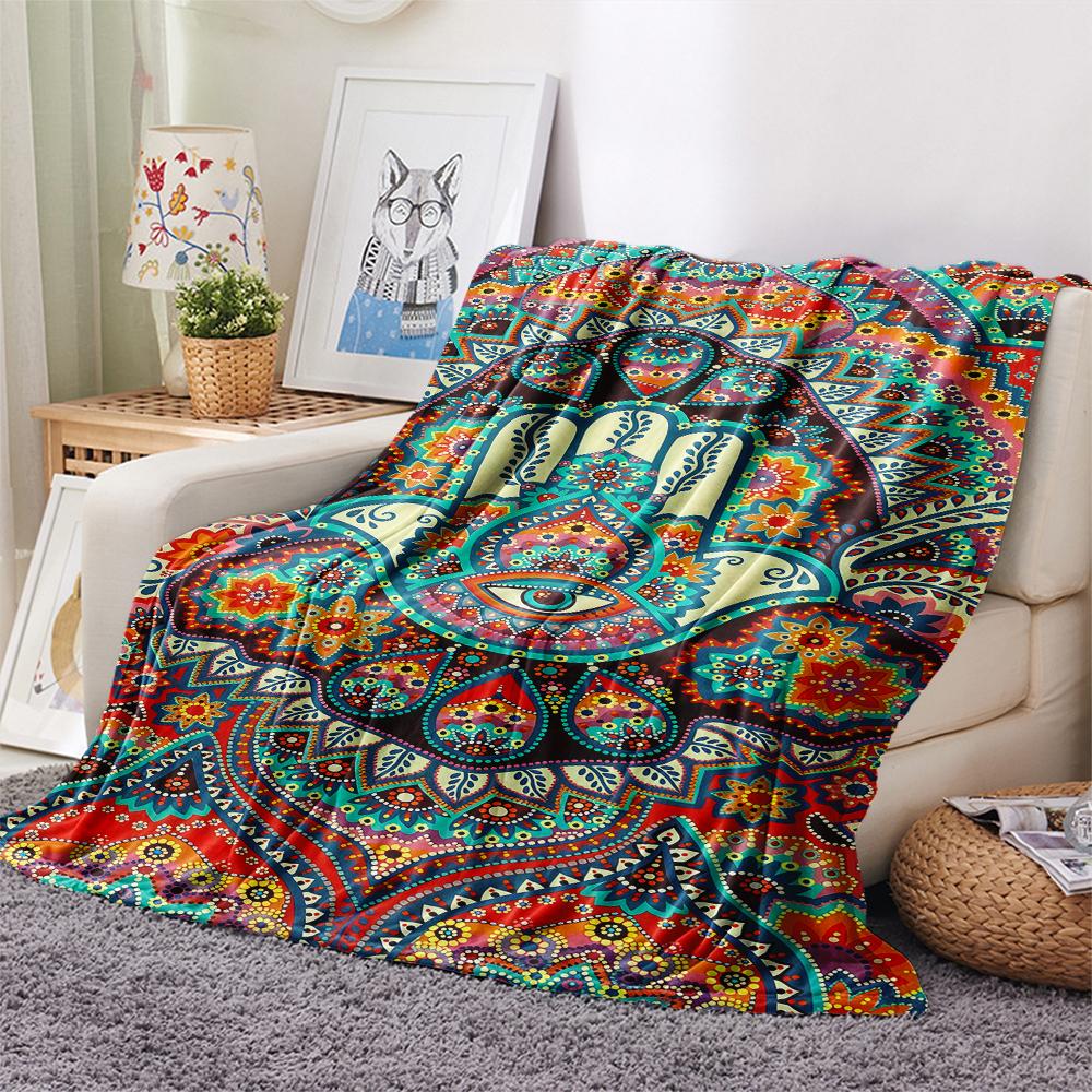 1PC Nazar Boncuğu Print Flannel Blanket, High Quality All Seasons, Home Decor, Warmth and Comfort, Perfect for Christmas Gifts