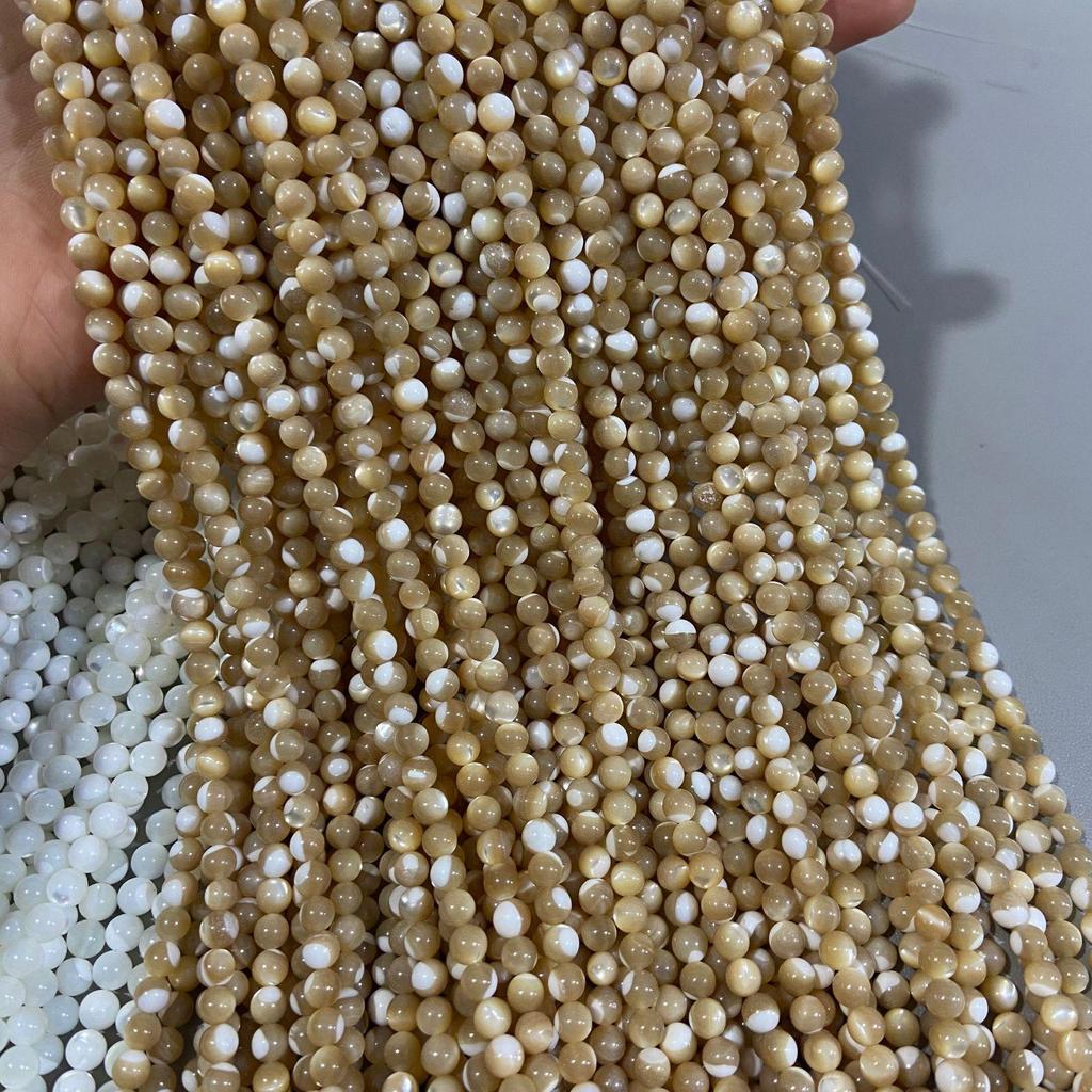 Natural Limpet White Round Beads - High Gloss Seawater Shell for DIY Jewelry & Handmade Bead Crafting.